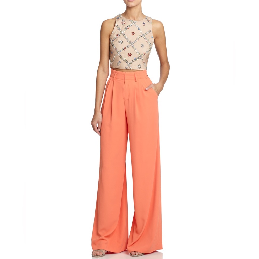 Alice + Olivia Coral Highwaisted Wide-leg pants